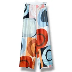 新品 タグ付き Ballsey ボールジィ ペイントサークルプリント イージーストレートパンツ サテン 光沢 ウエストゴム 総柄 11-04-15-04302 マルチカラー サイズ34 レディース 春 夏 ゴーゴー古着マルイ北千住店 18 No.1662