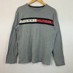 TOMMY HILFIGER トミーヒルフィガー 長袖 Tシャツ ロゴプリント グレー 古着 ストリート アメカジ