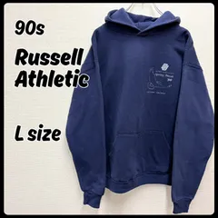 90s Russell Athletic トップス フーディー パーカー Lサイズ ネイビー USA製 ラッセル