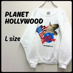 Planet Hollywood トップス プリントスウェット USA製 Lサイズ ホワイト 古着