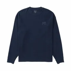 アメリカンイーグル AMERICAN EAGLE メンズ AEサーマル長袖Tシャツ サーマル生地 オーバーサイズフィット ディープネイビー