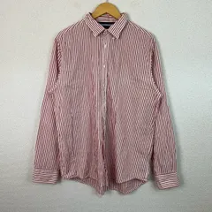 TOMMY HILFIGER トミーヒルフィガー 長袖シャツ ストライプ柄 レッド XLサイズ メンズ 古着 ストリート シティーボーイ アメカジ