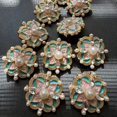 【5個セット】23mm 豪華 メタルボタン 裏足付き ゴールド エレガント 飾りボタン 金属製 シャンクボタン 5個入 手芸 裁縫 パーツ リメイク アンティーク調 スーツ コート ジャケット ユニフォーム DIY ハンドメイド 素材 華やか 金色