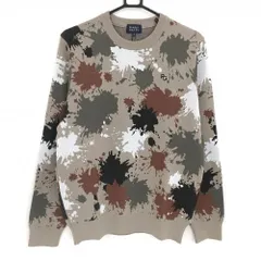 【新品】パーリーゲイツ セーター ダークベージュ×カーキ系×ブラウン系 総柄 胸ロゴ ニット メンズ 5(L) ゴルフウェア PEARLY GATES