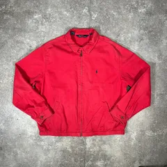 Polo by Ralph Lauren ポロラルフローレン 90's ドリズラージャケット スイングトップ 三角タグ 復刻 XL レッド コットン