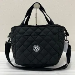 9890　KIPLING　キプリング　2way　ショルダーバッグ　ハンドバッグ　ブラック　黒　無地　キルティング　軽量　カジュアル　シンプル　ポケット多数