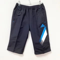 古着　美品　adidas　アディダス　トレーニング　スポーツウェア　ハーフパンツ　キッズ　150サイズ　ドライ　ブラック　黒　サイドポケット　ロゴプリント　ショートパンツ　ウエストゴム