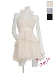 アイボリー [AOC 4083-BEG-2602] 【an/アン】ホルター/ フレア/ ミニドレス/ キャバドレス/ ローブドフルールグロッシー ブリエ/ AngelR エンジェルアール/