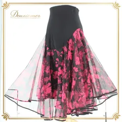 社交ダンス 衣装 スタンダード スカート レッスンウェア レディース 練習着 solo ブラック系 ピンク系 黒 花柄 レース 透け感 派手 上品 フレアスカート かわいい おしゃれ セクシー ダンスウェア 講座用舞台発表用 スポーツウエア 伸縮性