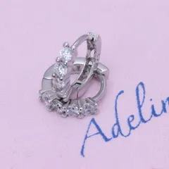 【人気】【フープピアス 幅3mm 色:シルバー】[Adelina Style] ピアス レディース 人気 つけっぱなし フープピアス 1ペア リングピアス キュービックジルコニア S925 純銀製 金属アレルギー対応 (シルバー)