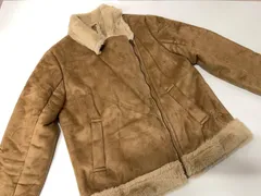 ★Ray Cassin レイカズン フェイクムートン ライダース ジャケット アウター レディース フリーサイズ キャメル 中古品 管理2M264