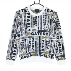 【新品】パーリーゲイツ セーター 白×黒 総柄 ニコちゃん スマイル ニット レディース 0(S) ゴルフウェア PEARLY GATES