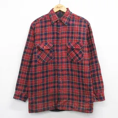 L/古着 長袖 フランネル シャツ メンズ 90年代 90s 赤他 チェック 内側キルティング 25dec29