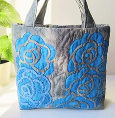 ハワイアンキルト　トートバッグ　ロケラニブルー②