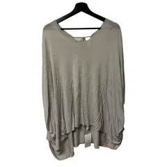  CORDIER（コルディア）カシミヤ混ポンチョ風Vネックニット チュニック丈 グレー 40 2000000104256【MN24】