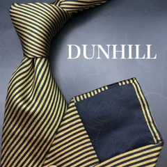 【大特価】dunhill ネクタイ ストライプ ゴールド ブラック