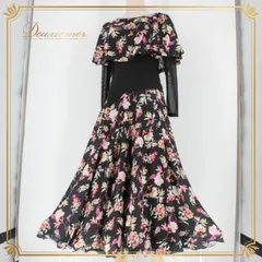 社交ダンス 衣装 スタンダード 上下セット ツーピース レッスンウェア パーティ衣装 レディース 黒 花柄 ブラック系 ピンク系 イエロー系 黄色 花柄デザイン ボリューム感 優雅な動き スカートゴム仕様 伸縮性 カジュアル ダンス衣装 フェミニン