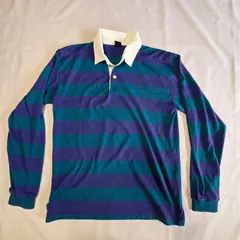 mont-bell モンベル 長袖ポロシャツ／ メンズXL 日本製 ポリエステル100％ ボーダー アウトドア 美品