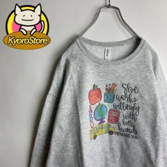 【H020】スウェット プリントデザイン レトロ感 裏起毛 ゆるだぼ 古着