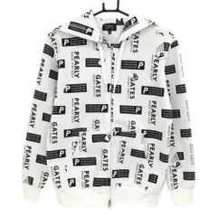 パーリーゲイツ ジップパーカー 白×ダークネイビー 総柄 ダブルジップ  レディース 0(S) ゴルフウェア PEARLY GATES
