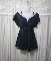 ブラック フリル装飾 ミニ ワンピースタイプ 水着