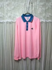 アディダス ピンク カラー 長袖 ポロ カラーTシャツ