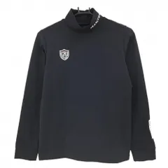 【超美品】パーリーゲイツ 長袖ハイネックシャツ ダークネイビー ロゴ白 織生地  レディース 2(L) ゴルフウェア PEARLY GATES