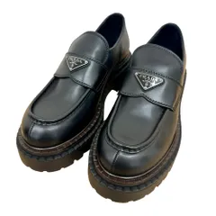 ♪PRADA プラダ 2DE148 チョコレート レザー ローファー 三角ロゴ 27cm