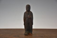 経来歩月な民間菩薩 木彫 約22㎝ 江戸中期頃】仏像民間信仰郷土玩具