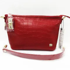 タグ付き 未使用品 LABAGAGERIE ラバガジェリー 2way ショルダーバッグ ハンドバッグ クロコ型押し 牛革 レッド レディース LF001-08-0219②