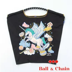 【正規品】 ボールアンドチェーン (ユニコーン/ブラック) Mサイズ  トートバッグ 動物 馬 ペガサス 羽 黒