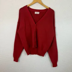 UNITED COLORS OF BENETTON ベネトン カーディガン 無地 レッド 46サイズ レディース 古着 レトロ アメカジ シンプル