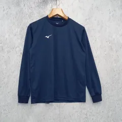 mizuno ミズノ Tシャツ ナビドライTシャツ 長袖 丸首 ロンT 吸汗速乾性 ネイビー Mサイズ 〇□