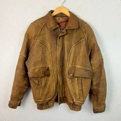レザージャケット ブルゾン　羊革 ブラウン メンズ 古着 レトロ アメカジ ストリート