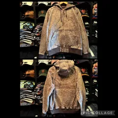 BEN DAVIS（ベンデイビス）BLEACHED TWILL ZIP HOODIE /パーカー ジップパーカー ダブルジップ 短丈 刺繍 ブラウン XLサイズ