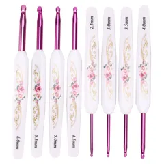 Sren かぎ針編みフックセット、かぎ針編みフックかぎ針編み針編み用編み物用DIY家庭用(紅花磁器パック8個入り)