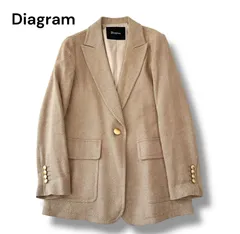 美品 Diagram ダイアグラム リネン混 テーラードジャケット ベージュ 36 S 日本製 春夏秋 6F050のサムネイル