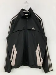 adidas アディダス ナイロンジャケット L ブラック 無地 ワンポイント ブランドロゴ ライン柄 フードなし