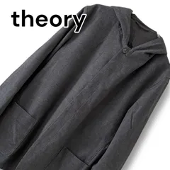 希少サイズ42 セオリー theory レディース フーデット ロングコート XL 3L チャコールグレー 大きいサイズ コットン ストレッチ 裏地キュプラ 2304011 比翼仕立て コーディガン スプリングコート 秋物 春物 贅沢素材 0001088OC