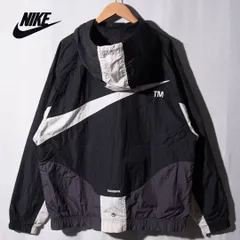 ナイキ NIKE ナイロンジャケット XL ブラック グレー ホワイト ウインドランナー ロゴ刺繍 ビッグロゴ ストリート スポーツミックス オーバーサイズ ビッグシルエット  古着 B166