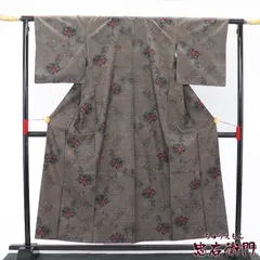 【週末限定セール｜20％OFF 5/18午前10時まで】美品 本場大島紬 証紙付き 大島紬 袷 レディース 正絹 茶黒 花文様 菱 身丈158.5cm 裄丈66cm 観劇 お出掛け ランチ Mサイズ相当
