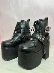 ♡新品未使用♡ 　Ｍサイズ 【23.0cm-23.5cm】 　ヨースケ YOSUKE  　レディース 　厚底ショートブーツ　 12cm 　プラットフォーム　 ショートブーツ 　MY1417-446