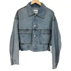ザラ ZARA クロップド カットオフ デニムジャケット レディース import：L 