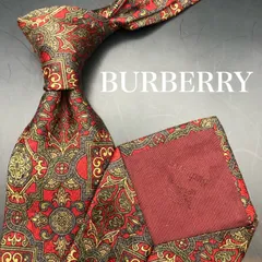 【美品】Burberrys ネクタイ 総柄 レッド ブラウン