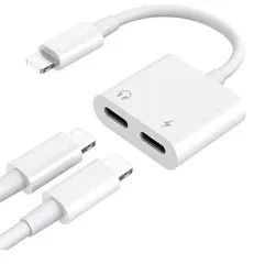 iPhoneイヤホン 変換アダプタ 充電/音楽 2in1変換ケーブル lightningイヤホン 柔らかエコTPE製 急速充電 音楽再生