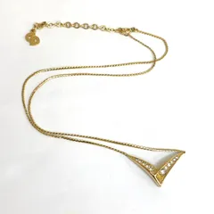 【中古品】Christian Dior クリスチャンディオール Ⅴ ラインストーン ネックレス ディオール アクセサリー GT