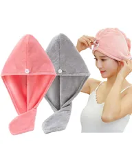強い吸水性 シャワーキャップ お風呂上がり 軽量 ふわもこ 長い髪専用 髪タオル ヘアターバン 速乾 ヘアキャップ 【2枚セット】 ドライキャップ バス用品（ライトグレー+頬紅赤） ヘアドライタオル