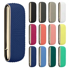 (ネイビーブルー) 浅い斜め紋収納ケース 指紋防止 カバー 対応アイコスイルマ iluma用の保護シリコンケース 汎用交換ケース、iqos