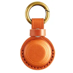 AirTag DLENP ケース レザー 本革 キーホルダー 全面保護 耐衝撃 スマホ/カバン/荷物/財布/バッグ 忘れ物防止 サドルブラウン 1枚入り