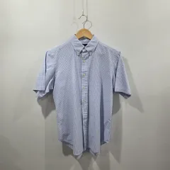 POLO RALPH LAUREN ボタンダウン スカイブルー CHECK 半袖 シャツ M